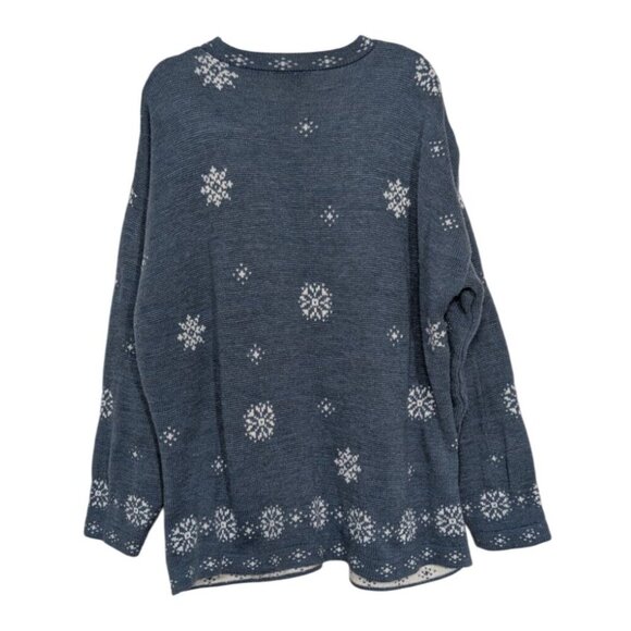 Vintage Nutcracker Winter Sweater Womens Size Large Blue Snowflake Christmas - Picture 6 of 9